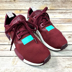 Adidas Womens Burgundy Red Green NMD R1 Running Shoes Sneakers 6.5